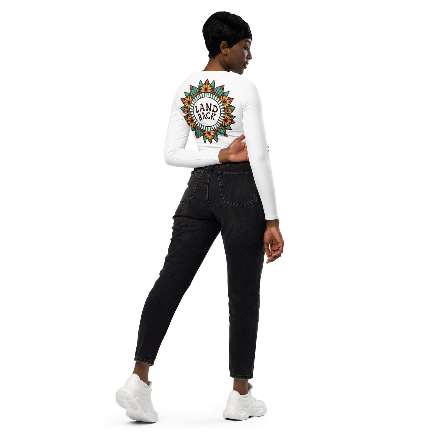 Land Back- Sunflower- Recycled long-sleeve crop top