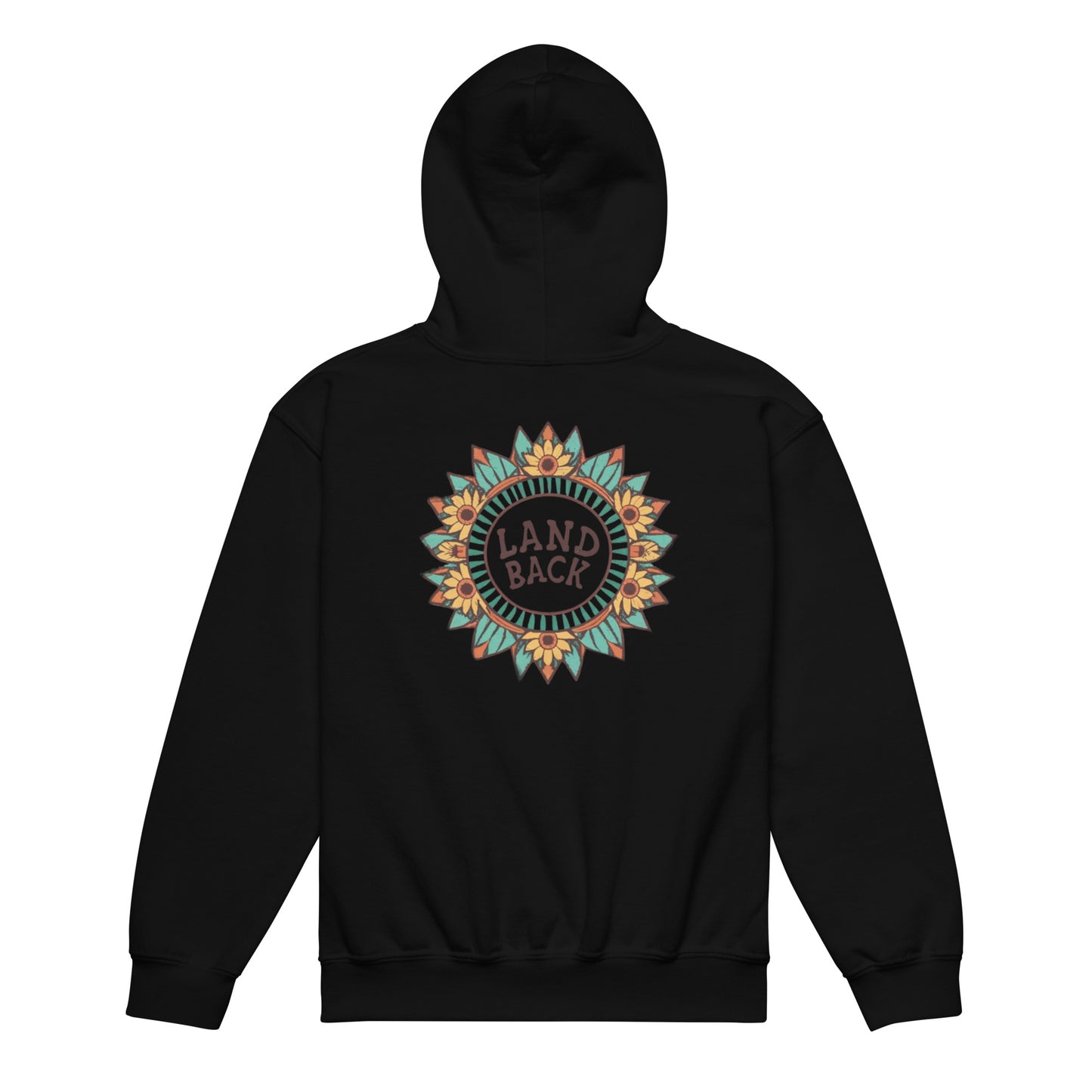 Land Back Sunflower Youth heavy blend hoodie