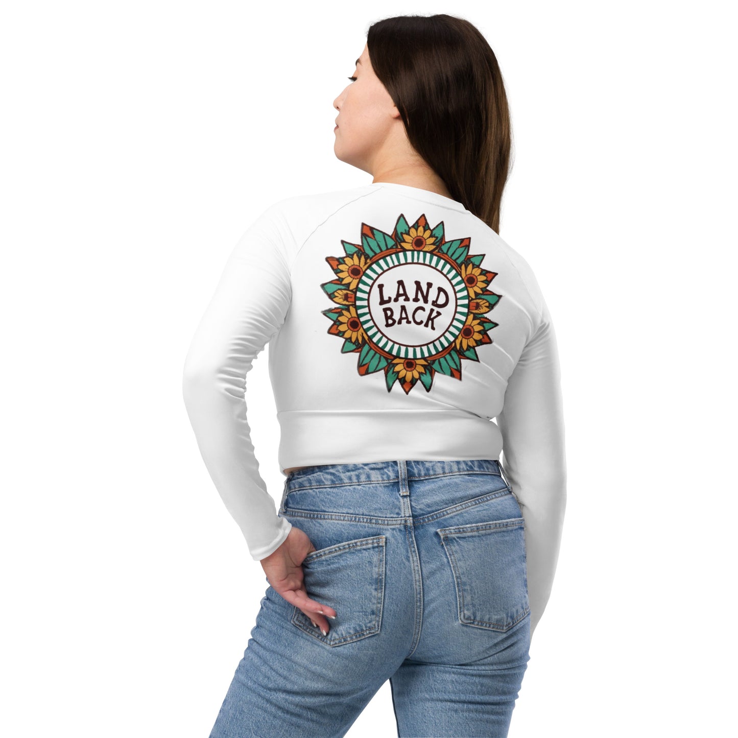 Land Back- Sunflower- Recycled long-sleeve crop top