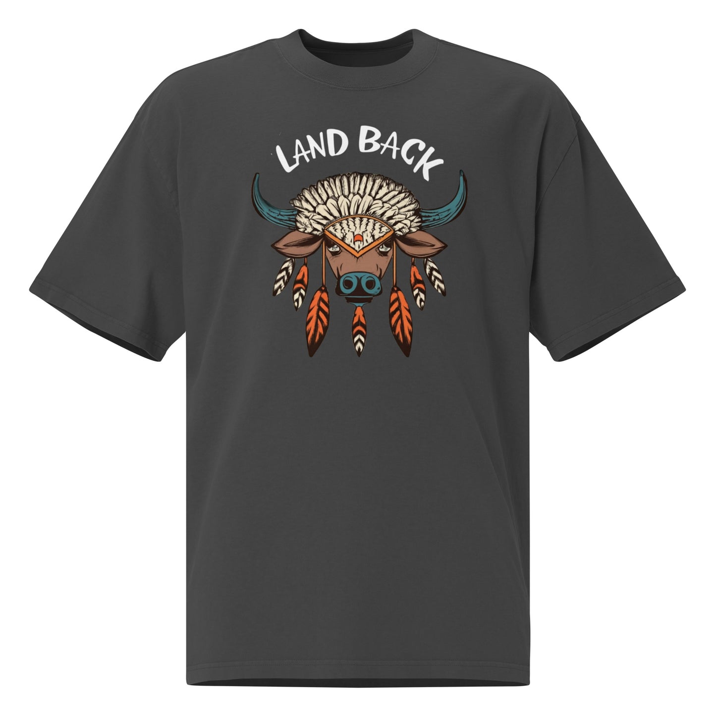 Buffalo Medicine - Land Back Oversized faded t-shirt
