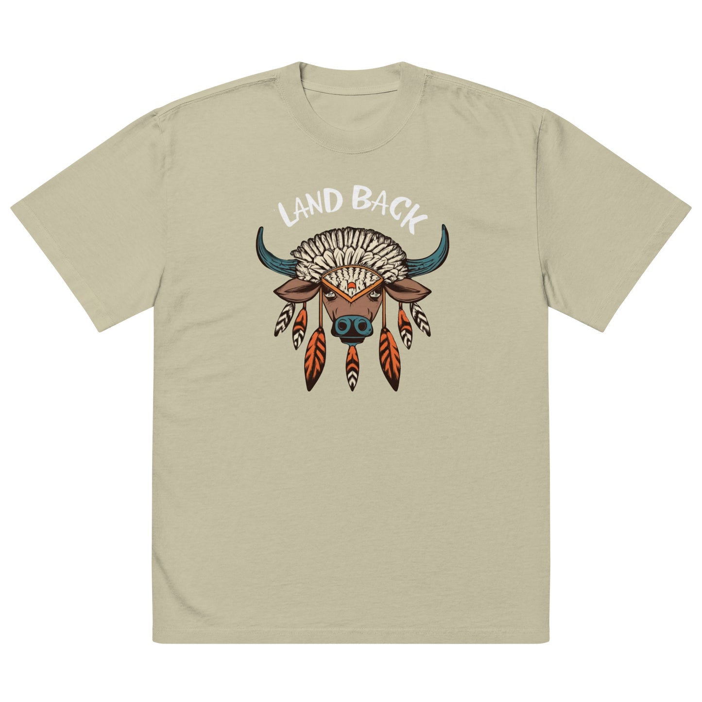 Buffalo Medicine - Land Back Oversized faded t-shirt