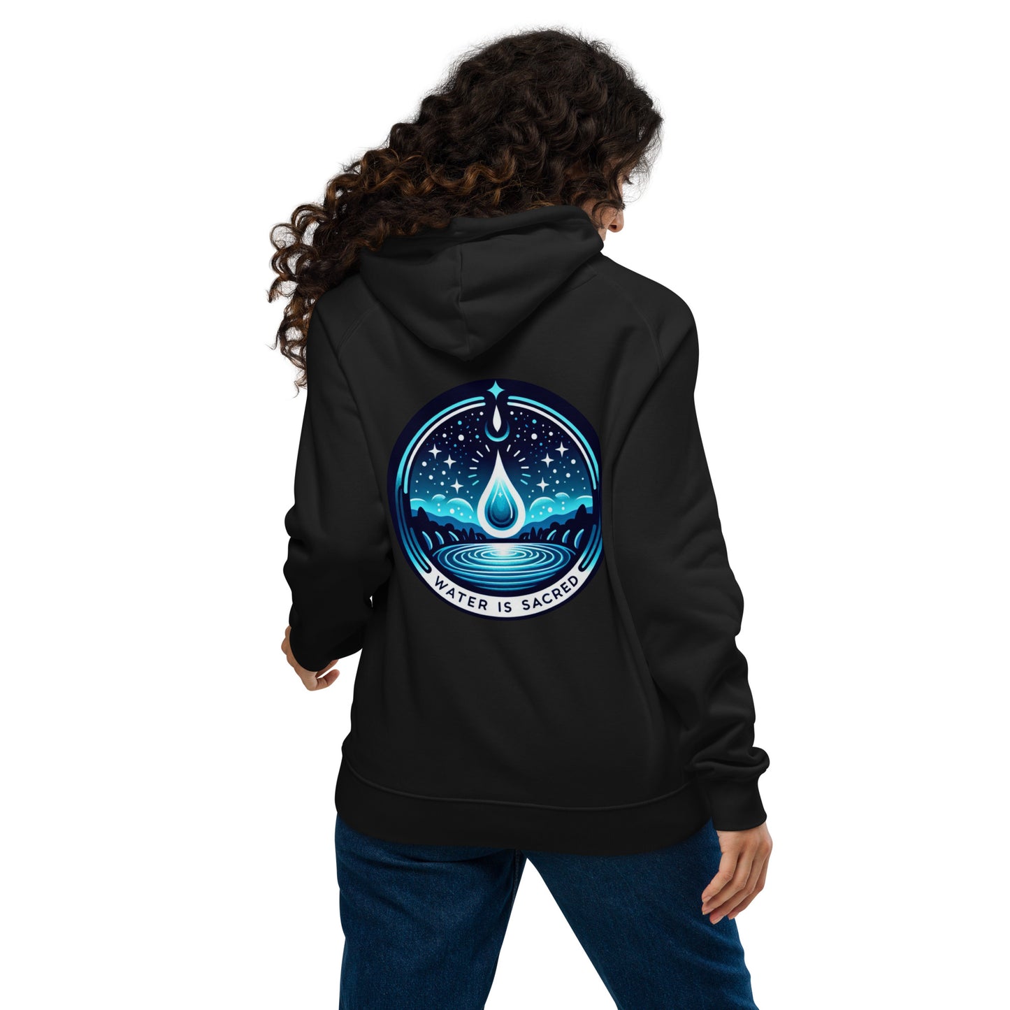 Water is Sacred- Unisex eco raglan hoodie