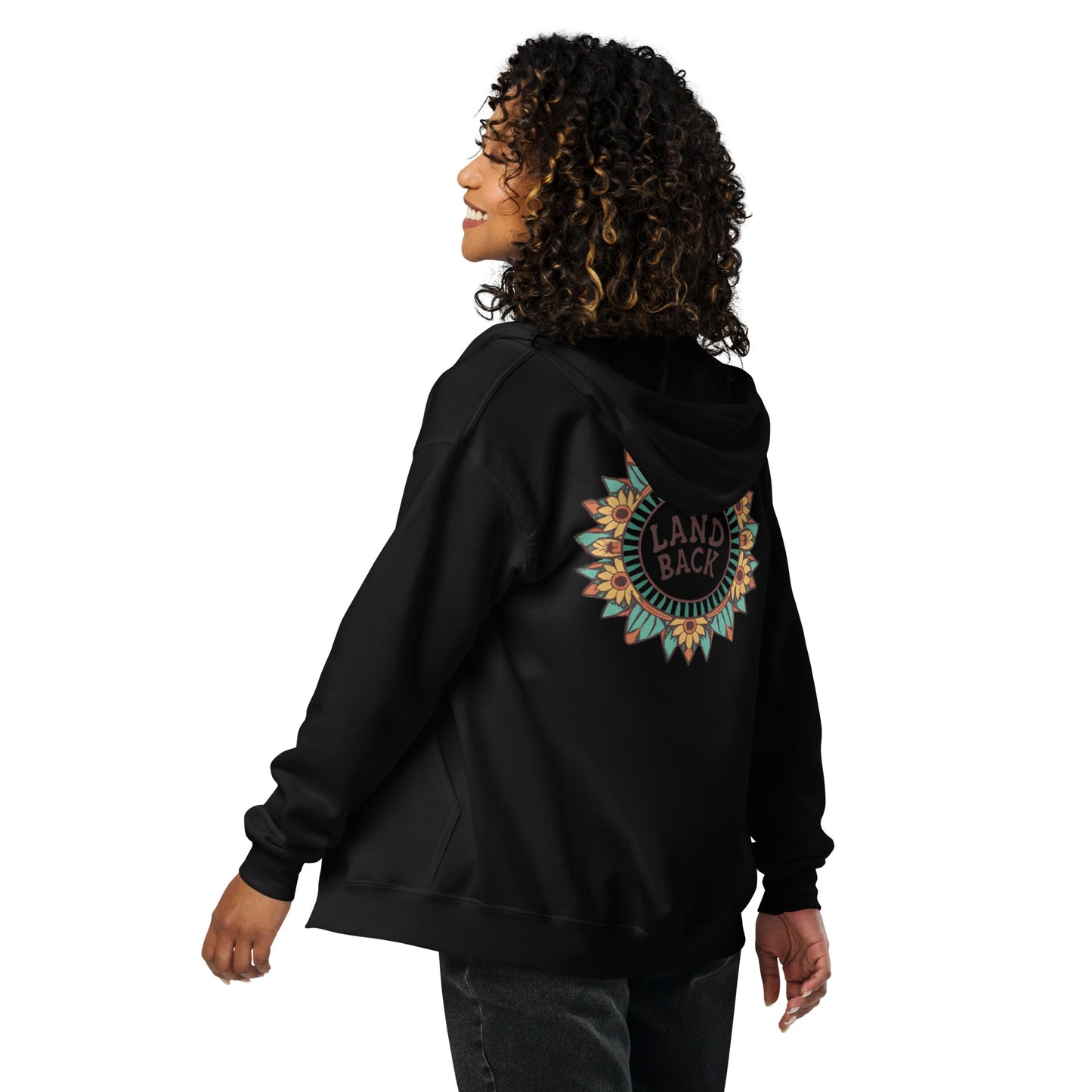 Land Back- Sunflower- Unisex heavy blend zip hoodie