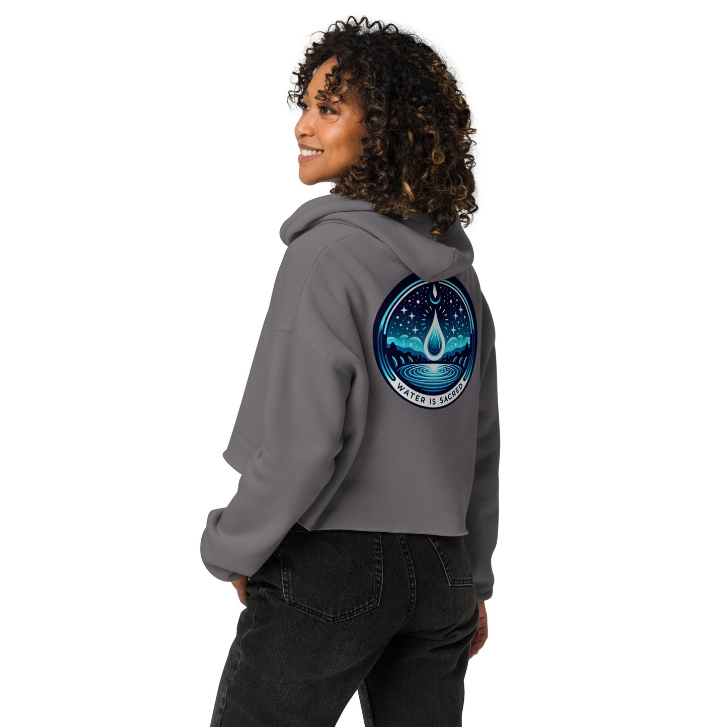 Water is Sacred- Crop Hoodie